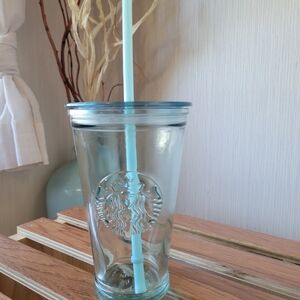 Starbucks Clear and Light Blue Tumbler